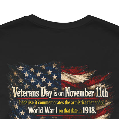 Veterans Day 11th Hour American Flag T-Shirt | WWI Armistice 1918 Tribute Tee | Military Veteran Appreciation Shirt | Bella Canvas 3001