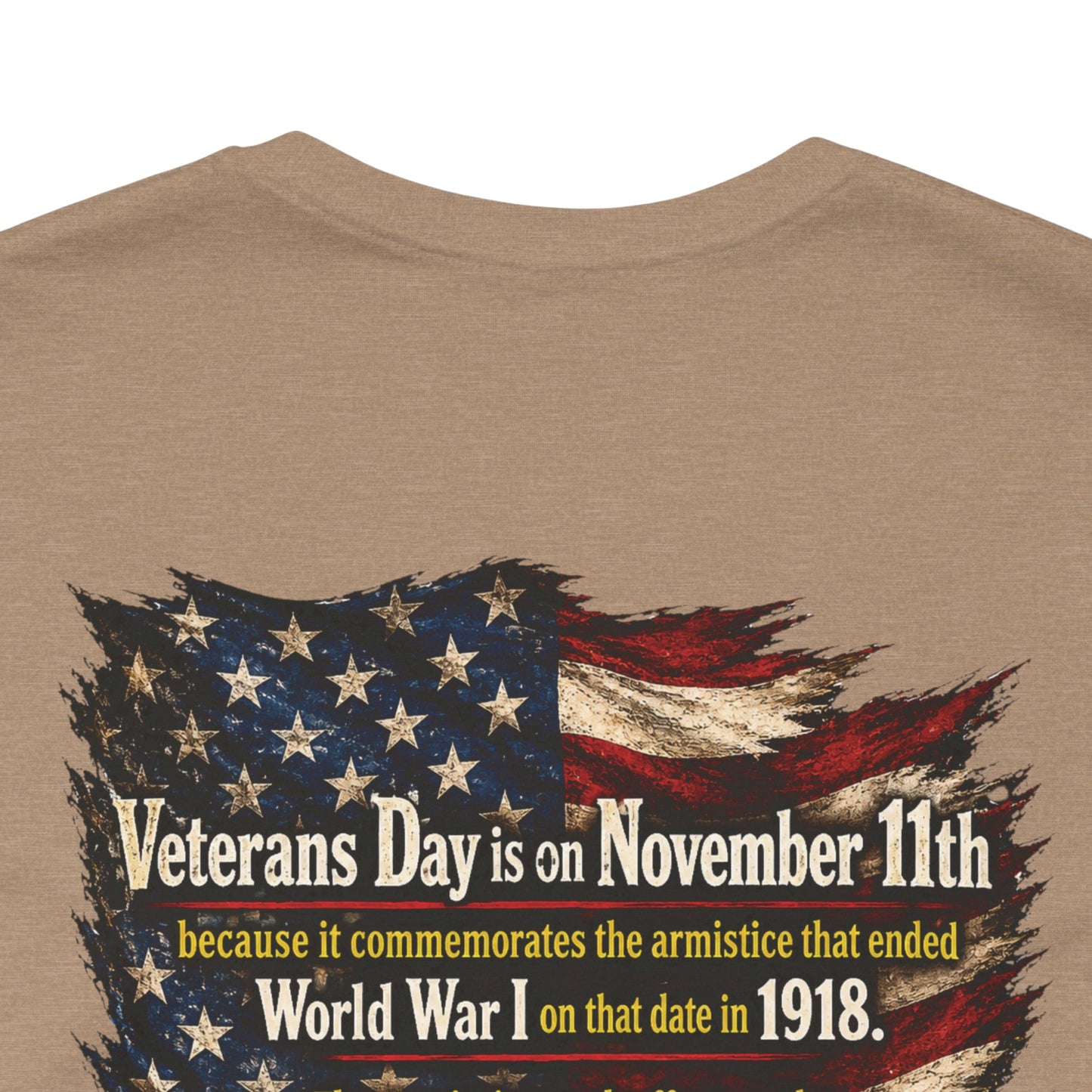 Veterans Day 11th Hour American Flag T-Shirt | WWI Armistice 1918 Tribute Tee | Military Veteran Appreciation Shirt | Bella Canvas 3001