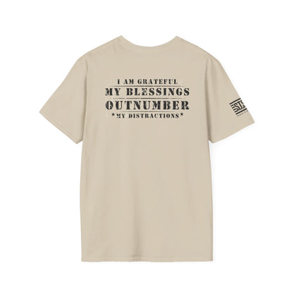 Soldier to Soldier Grateful Heart T-Shirt — “My Blessings Outnumber My Distractions” Inspirational Tee Shirt