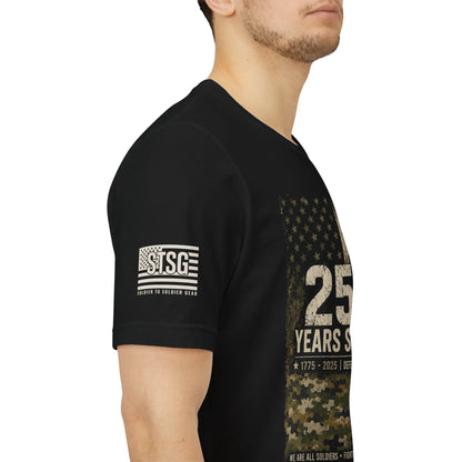 250 Years Strong Military Tribute T-Shirt — 1775-2025 Veteran Patriotic Tee