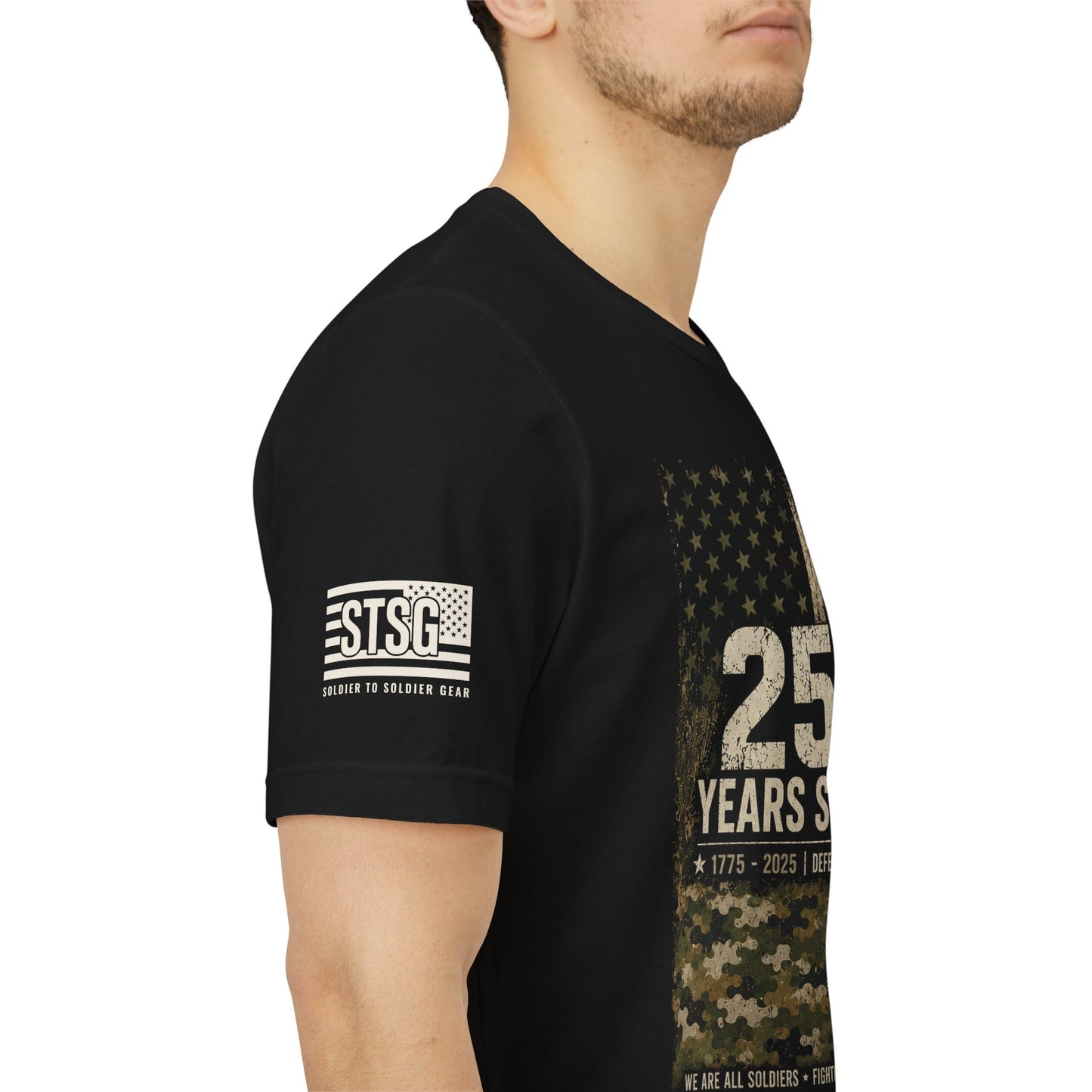 250 Years Strong Military T-Shirt – 1775-2025 Patriotic Service Timeline Tee | Veteran Tribute Graphic Shirt
