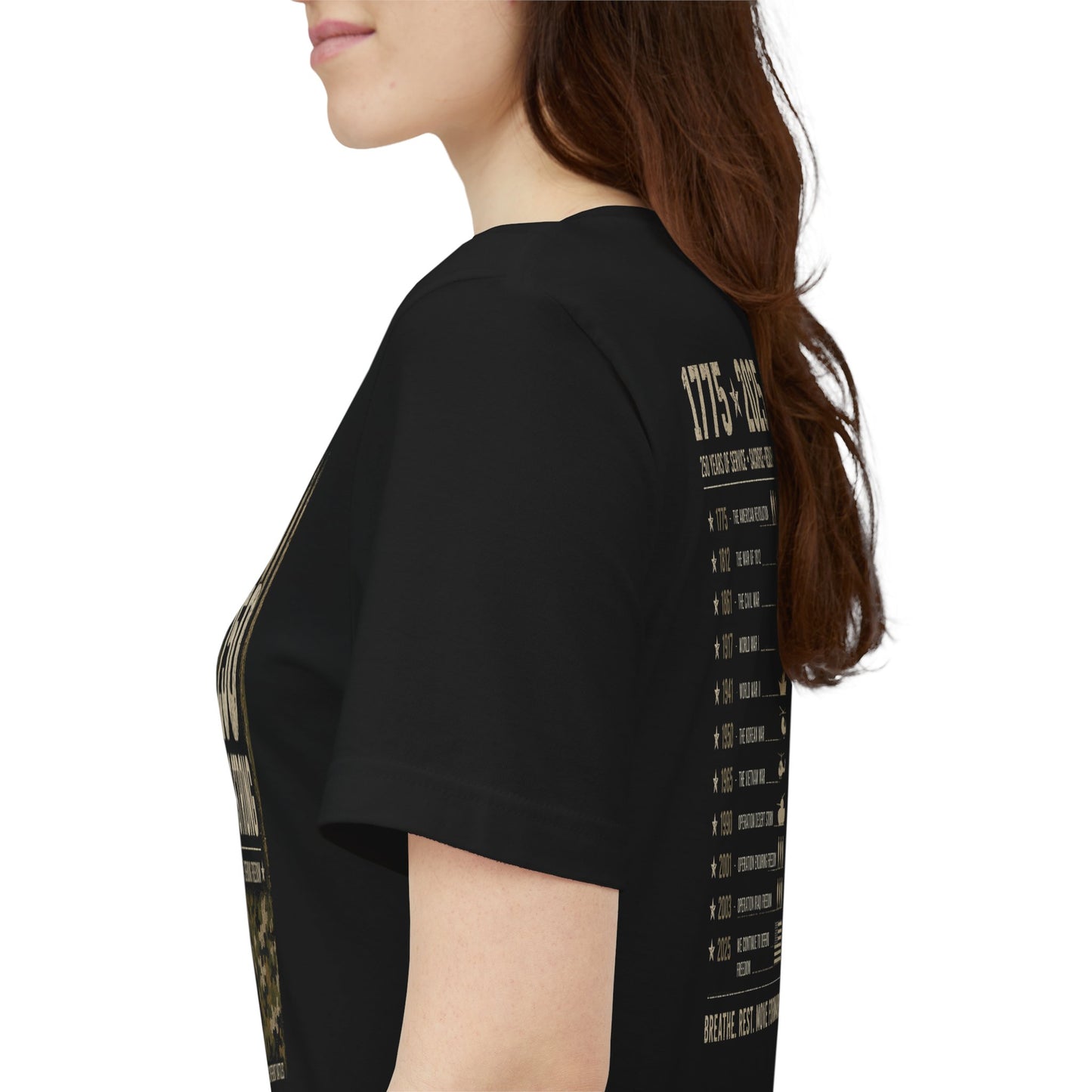250 Years Strong Military Tribute T-Shirt — 1775-2025 Veteran Patriotic Tee