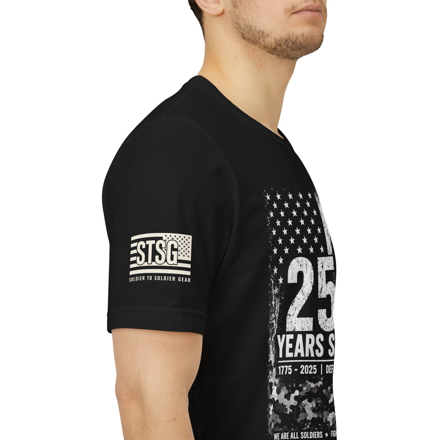 250 Years Strong Military T-Shirt – 1775-2025 Patriotic Service Timeline Tee | Veteran Tribute Graphic Shirt